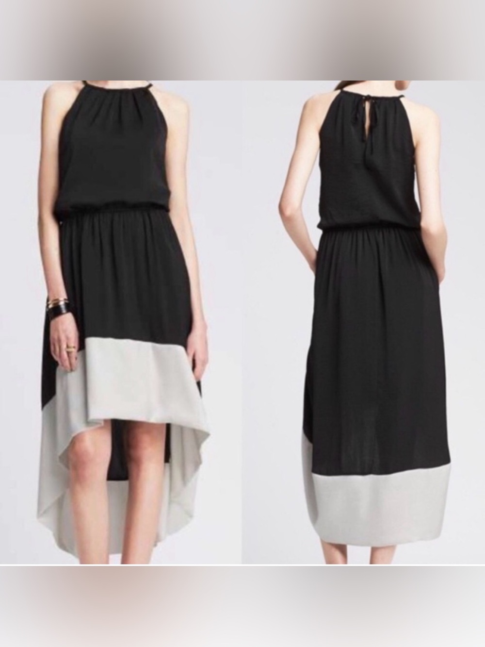 Banana Republic Black and White High-Low Halter Dress 2